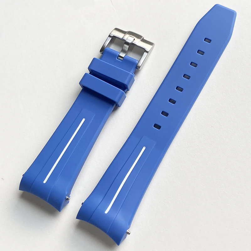 Waterproof Quick Release Rubber Watch Strap with Stainless Steel Buckle - 22mm, Curved End Design