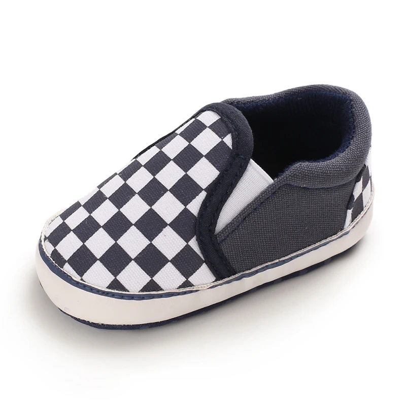 Fashion Spring and Autumn 0-1 Year Old Baby Shoes Boys and Girls Checkered Print Canvas soft sole newborn's first step in learni S20f45b03622149109fc2348f4f1a051bO