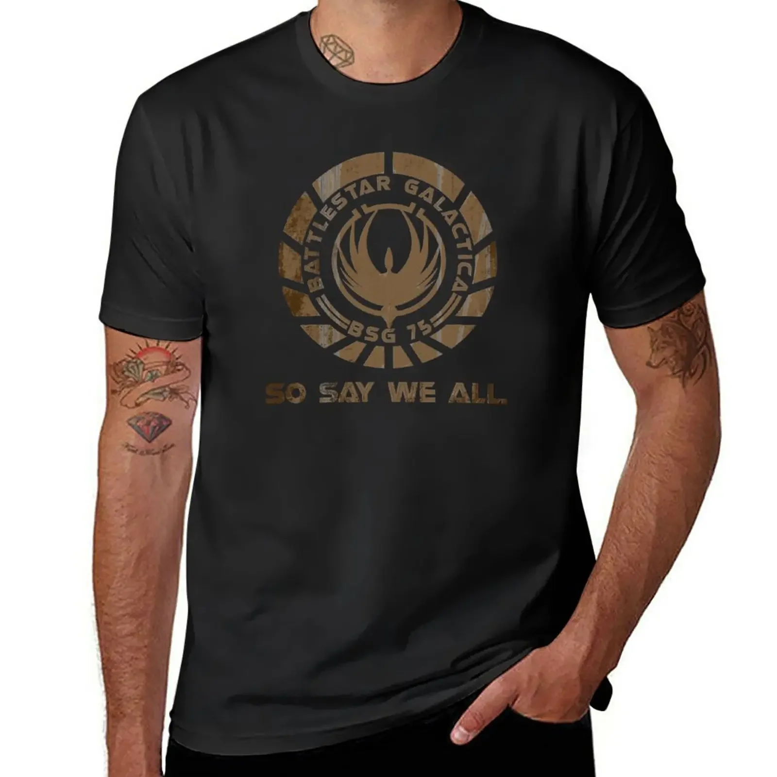 

Battlestar Galactica Insignia: So Say We All T-Shirt tops customs mens white t shirts