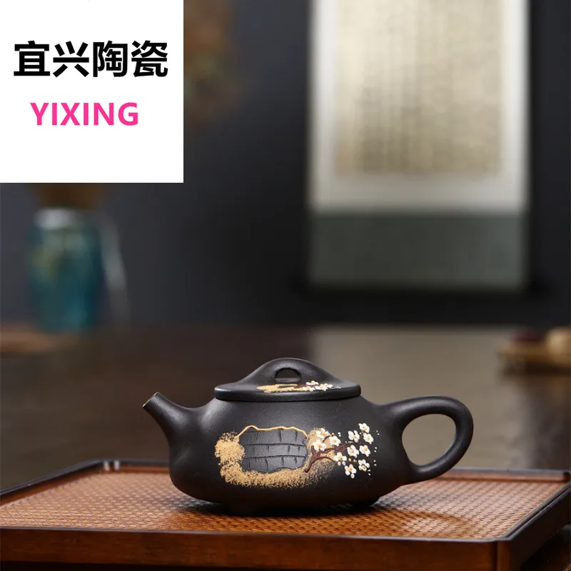 

220cc Yixing Raw Ore Purple Sand Shipiao Pot Traditional Pattern Purple Clay Teapot Handmade Kettle Tea Pot Kung Fu Teaware