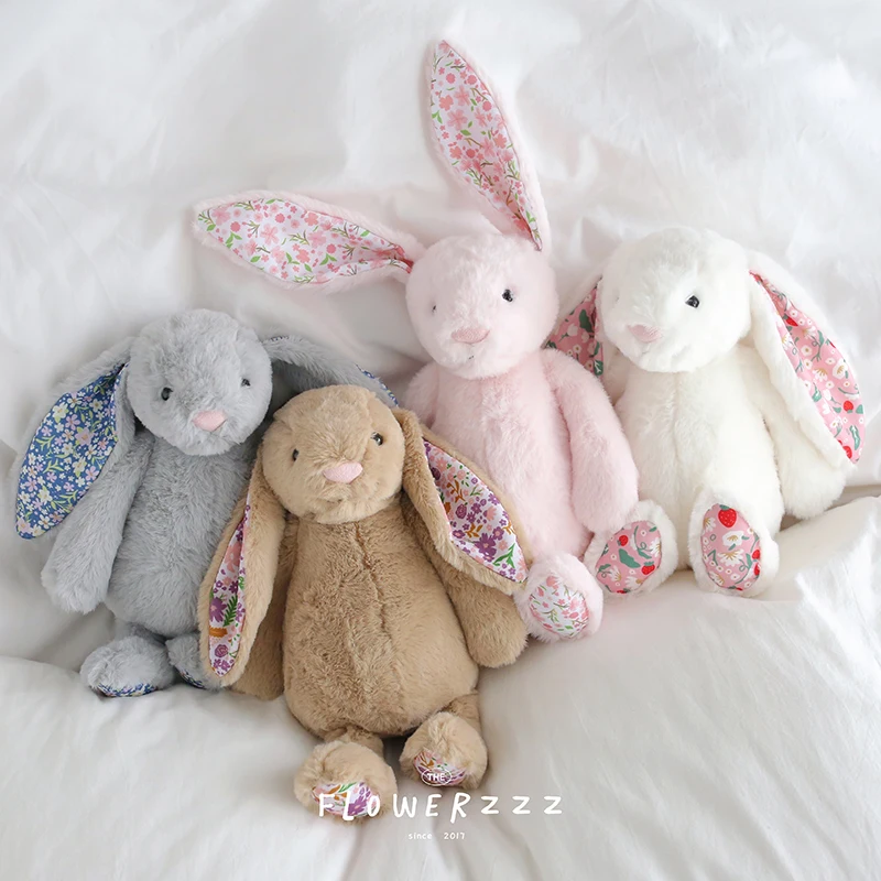 comfortable Rabbit Plush Toy Soft Floral Ears Bunny Stuffed Doll
