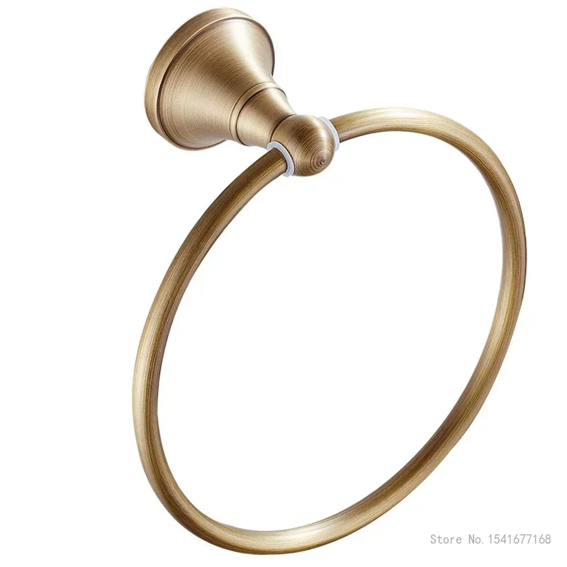 Brass Circular European Styles Antique Brushed Old Towel Ring Copper Creative Home Bathroom Supplies Towel Rack Hanging Ring 1Pc