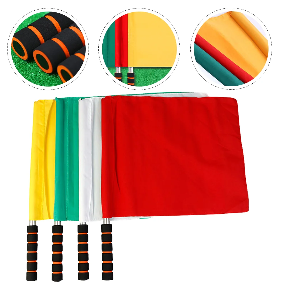 4 Pcs Athletic Gear Referee Flag Colored Flags Handheld Signal Race Conducting Match Sports 4 pcs referee flag handheld signal flags sports equipment football waving colored polyester match