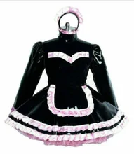 

Heavy Sissy Black And Pink Apron Maid PVC Mini Dress Lockable CD / TV Customization