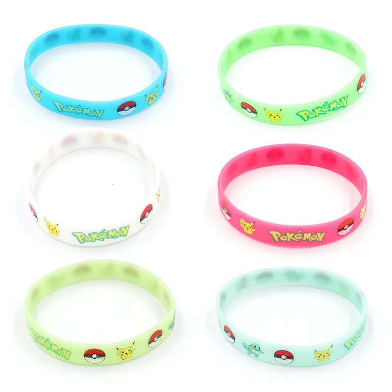 Pokemon Luminous Bracelet Anime Pocket Elf Pikachu Cartoon Silicone Glow In The Dark Wristband Kids Cosplay Accessoires Toys