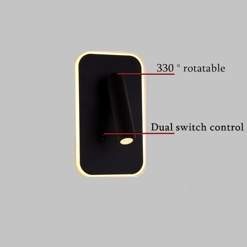

Bedroom Bedside Lamps 220V LED Wall Lamp with Switch Backlight Indoor 330 Degree Rotation Adjustable Study Reading Wall Lighting