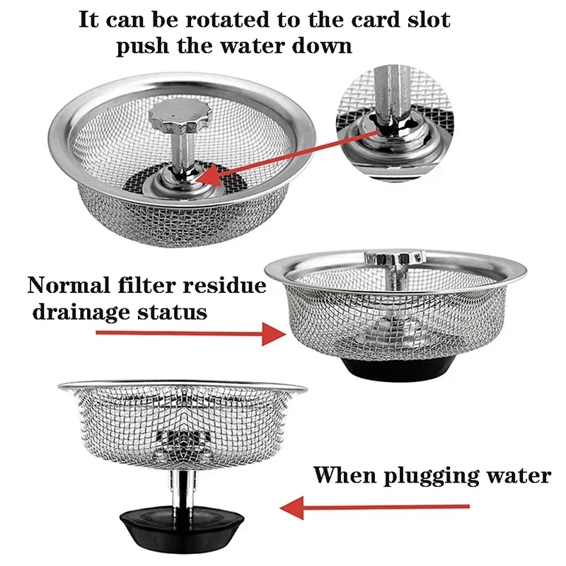 Kitchen Sink Filter Stainless Steel Sink Sewer Mesh Strainers Kitchen Tools Bathroom Floor Drains Hair Catcher Waste Plug Filter images - 6