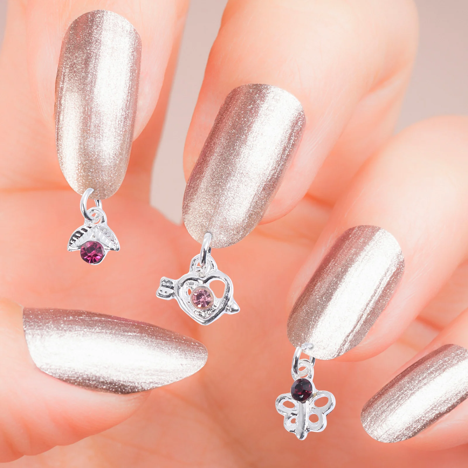 24Pcs Nail Pendants DIY Set with Dangle Nail Charm Piercing Tool Hand Drill nail charm nail pendant 2