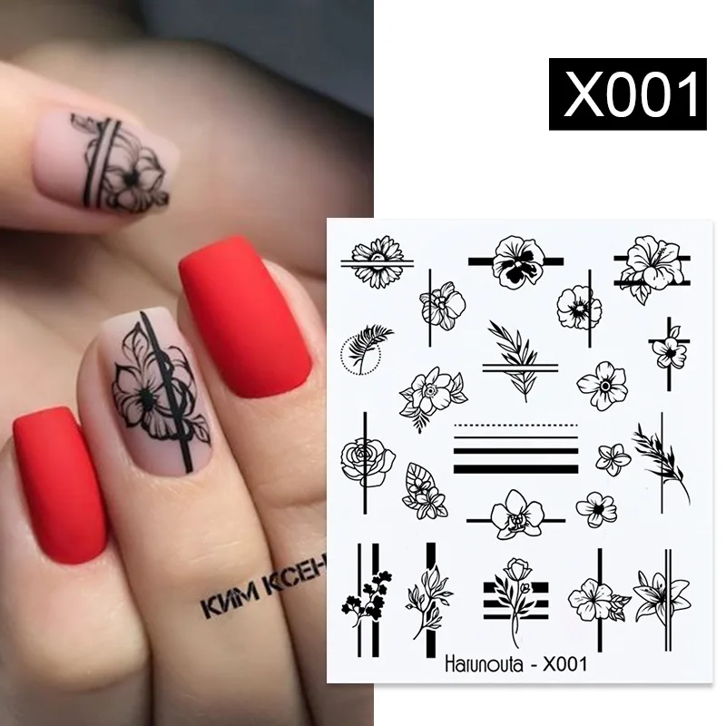 Harunouta 3D Nail Stickers Mixed Floral Abstract Geometric Nail Art  Decoration Gold Foil For Nails Tips Accessories Parts
