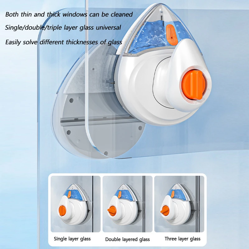 Window Cleaning Brush Magnetic 5-25mm Double-Side Automatic Water Discharge