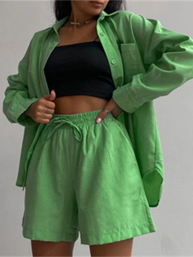 Long Sleeve Top and Shorts Tracksuit Set - Beyond Closets