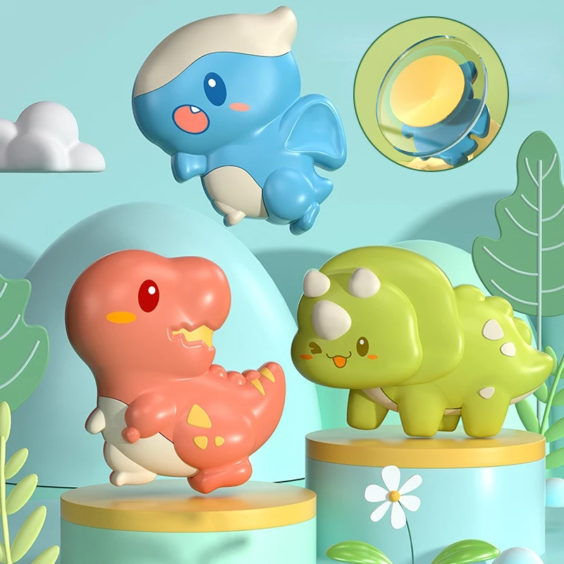 

Baby Toys Fidget Spinner Cartoon Dinosaur Bath Toys For Boy Children Sucker Spinner Suction Cup Toy Rattles For Kids 0-4 Years