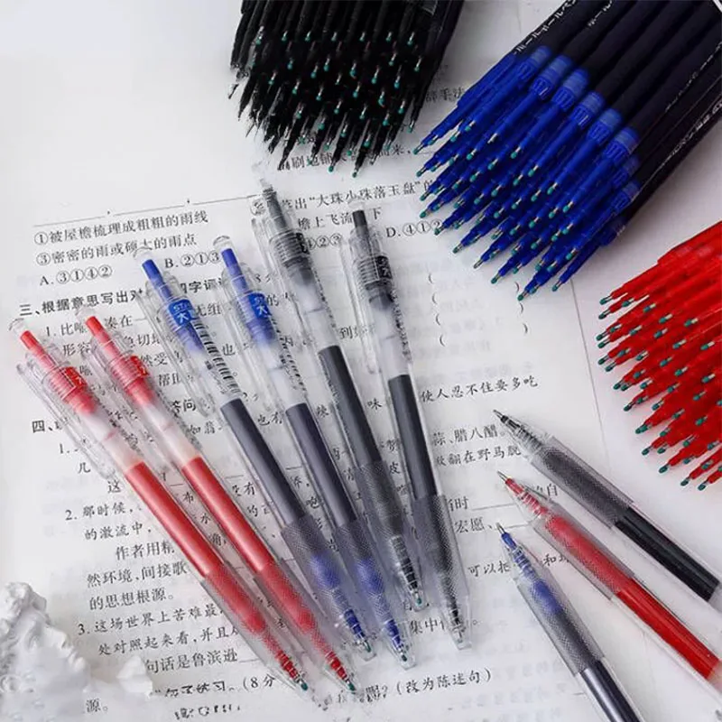 12pcs/set large capacity press neutral pen bold pen core st head black/blue/red ink 0.5mm quick drying smooth neutral pen