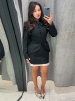 Blazer chic pour femme à col montant, simple boutonnage, cintré à la taille, manches longues, coupe ajustée, modèle 2026, pour le quotidien et les trajets 4