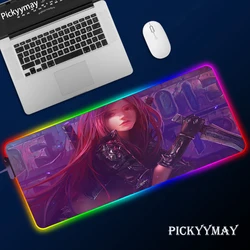 Grande escritório rgb led iluminação mouse pad tapete gamer liga de lendas gaming mousepad teclado computação anime esteira de mesa para csgo