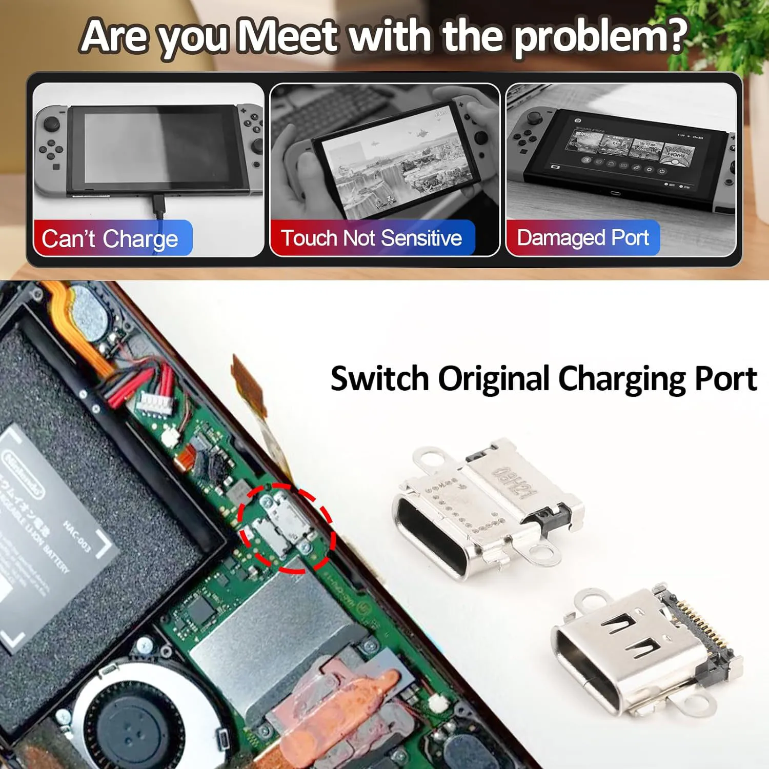 2pcs Original Replacement USB Type C Charge Power Socket Jack