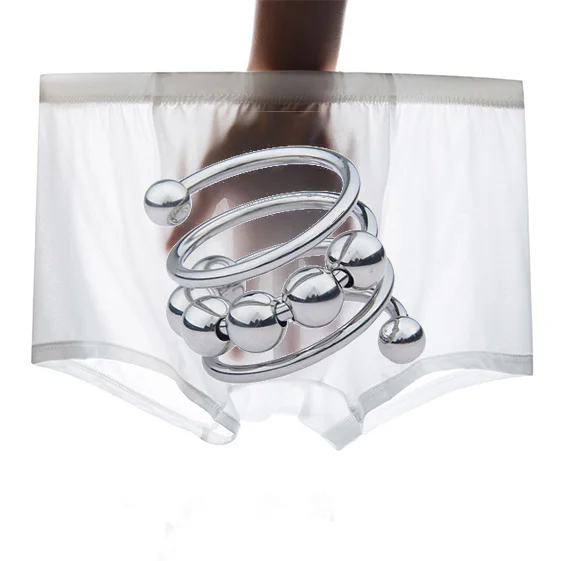 

Man Chastity Underwear Health Care Cage Ring Fitness Muscle Resistant Boxers Outdoor Sport Train Tool Lingerie Metal Steel Ball