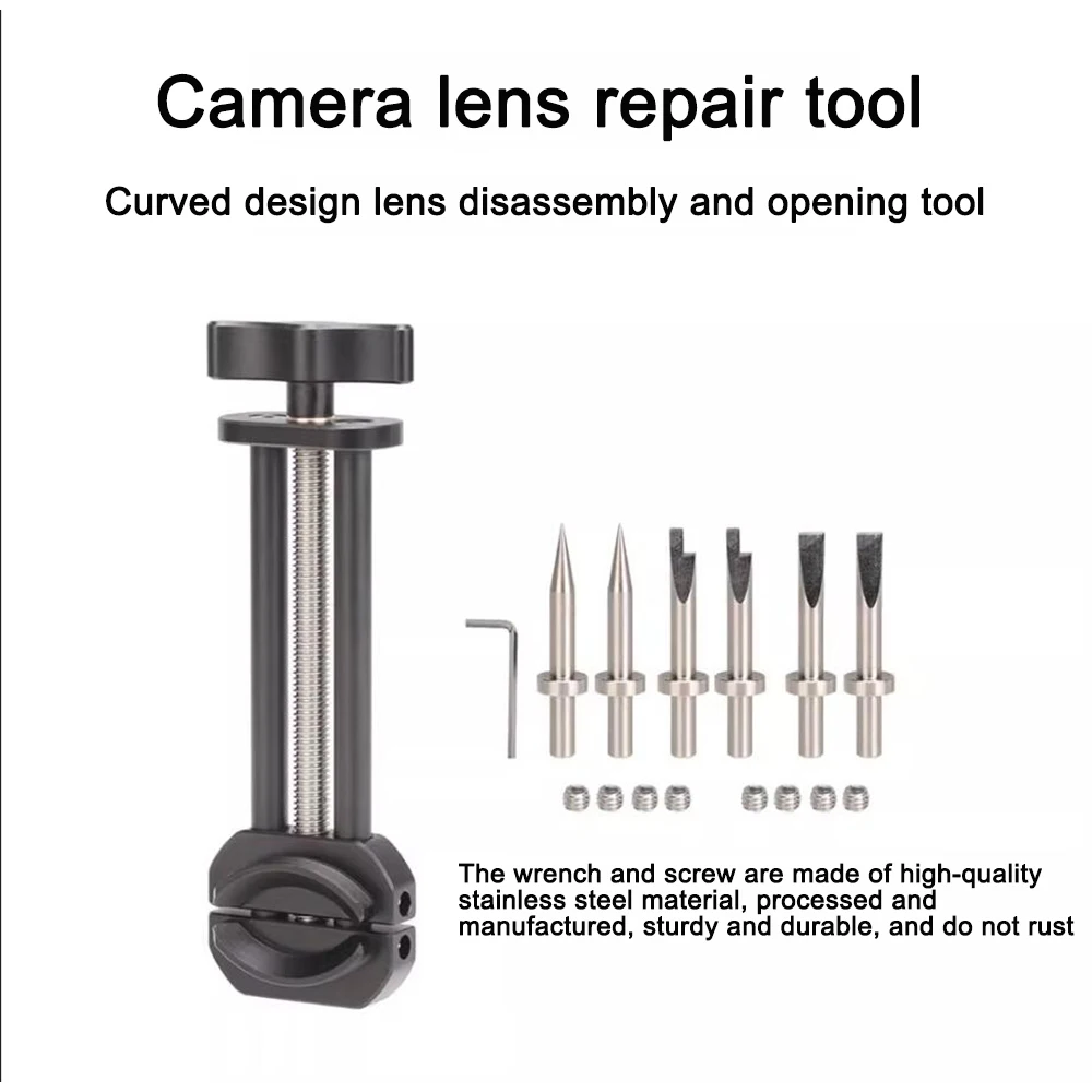 FOTGA Lens Repair Tool Multi-Function Vise Lens Filter Ring Spanner Wrench Open Tool Aluminum Alloy Universal Lens Repair Tool screwdriver small socket wrench manual set t shaped outer hexagon multi function tool universal