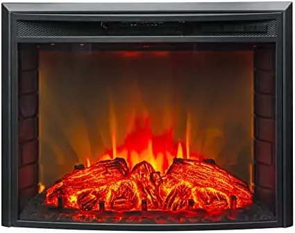 

Fireplace Sparta 26 inch - Flat Front Glass LED Fireplace Insert with Remote - Adjustable Heating, Sound, Brightness, Timer - 2