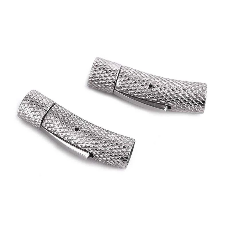 10pcs 6mm Hole Stainless Steel Bayonet Clasp Push Lock Lace Buckle Leather Cord Clasps For Diy Bracelet Jewelry Making