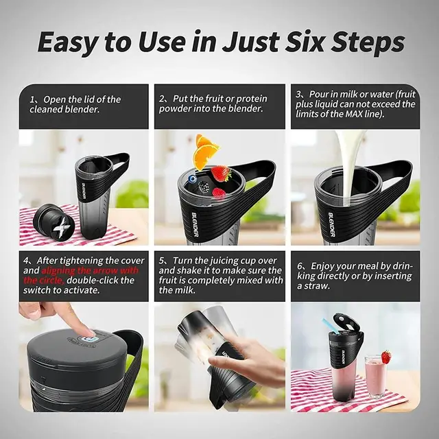 New Portable Blender Juicer Type-C Charging Personal Smoothie Blender Fresh Juice Mixer Machine Sport Travel Shakes Stirr - Image 6