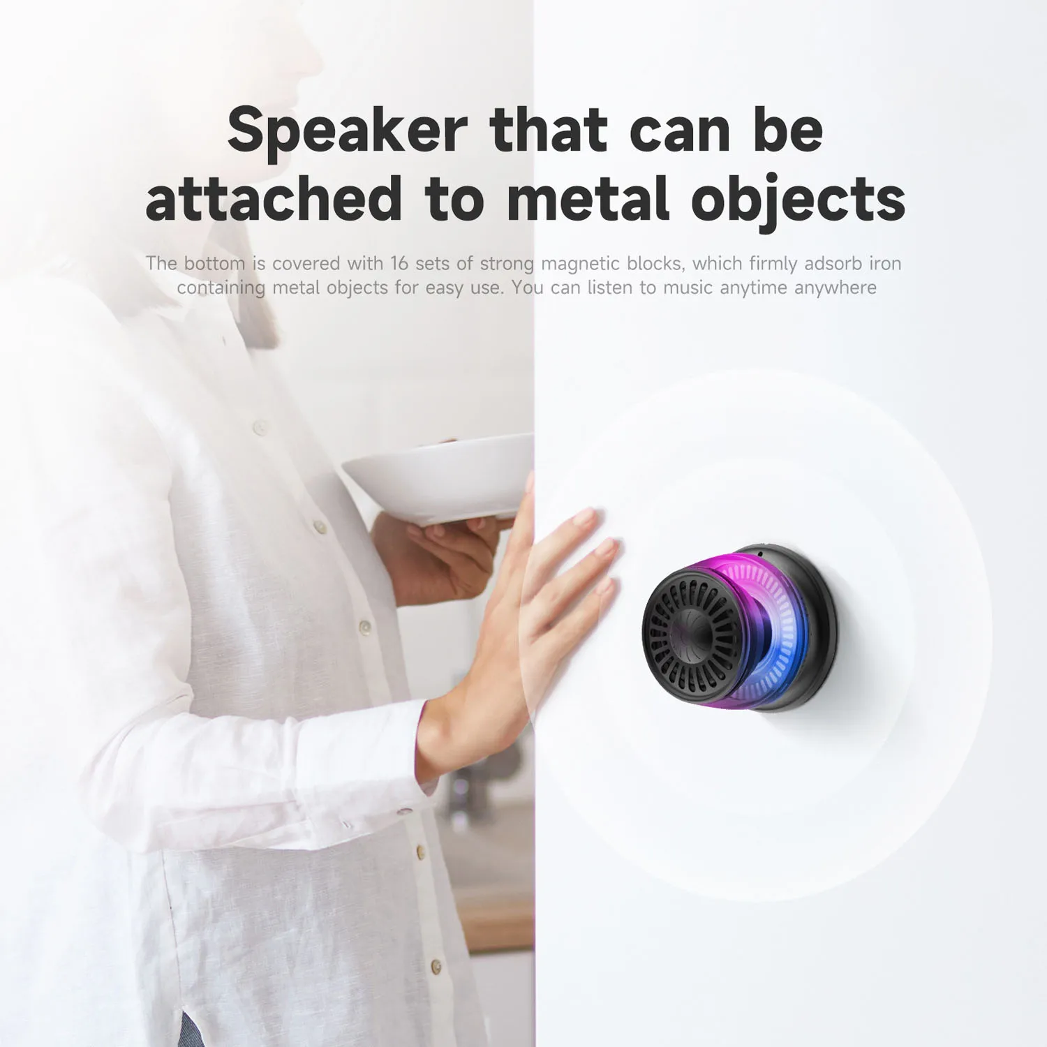 Mini Portable Magnetic Bluetooth Speaker Wireless TWS Connection Stereo Soundbar RGB Colorful Light MP3 Music Player Phone Holde