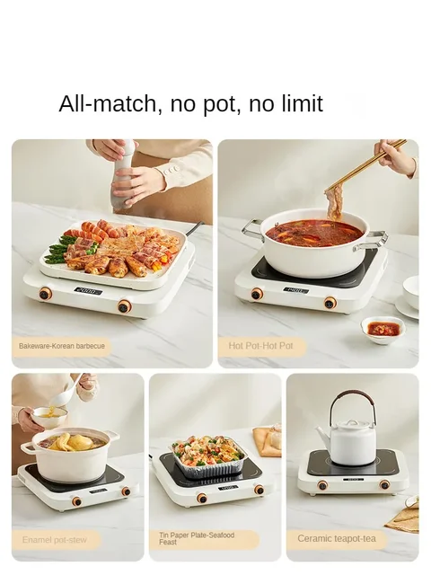 220V Induction Cooker with Fry Pan and Grilling Plate High Power and Multiple Functions Electric Ceramic Stove 3