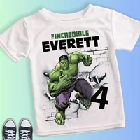 Boy Birthday Hulk Personalize Name Shirt Children 2 3 4 5 6 7 8 Years New Marvel Hulk Birthday Summer White Short Sleeve T-Shirt 2