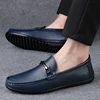 Men Casual Genuine Leather Shoes Spring Summer Men Flat Walking Loafers Black Brown Man Luxury Slip on Boat Business Shoes 38-46 6