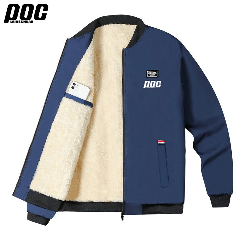 LairschDan Poc Winter Warm Jacket Men's Climbing Double Thickened Pocket Jacket Outdoor High Collar Windproof Ski Sweatshirt
