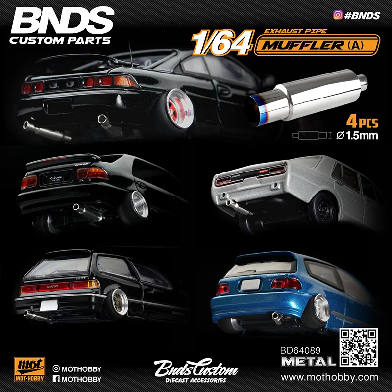 BNDS Neue 1/64 Metall Modifizierte Teile Kleine Auspuffrohr Schalldämpfer Racing Stil Pedal Set Für Modell Auto Racing Fahrzeug Spielzeug – Detail 11