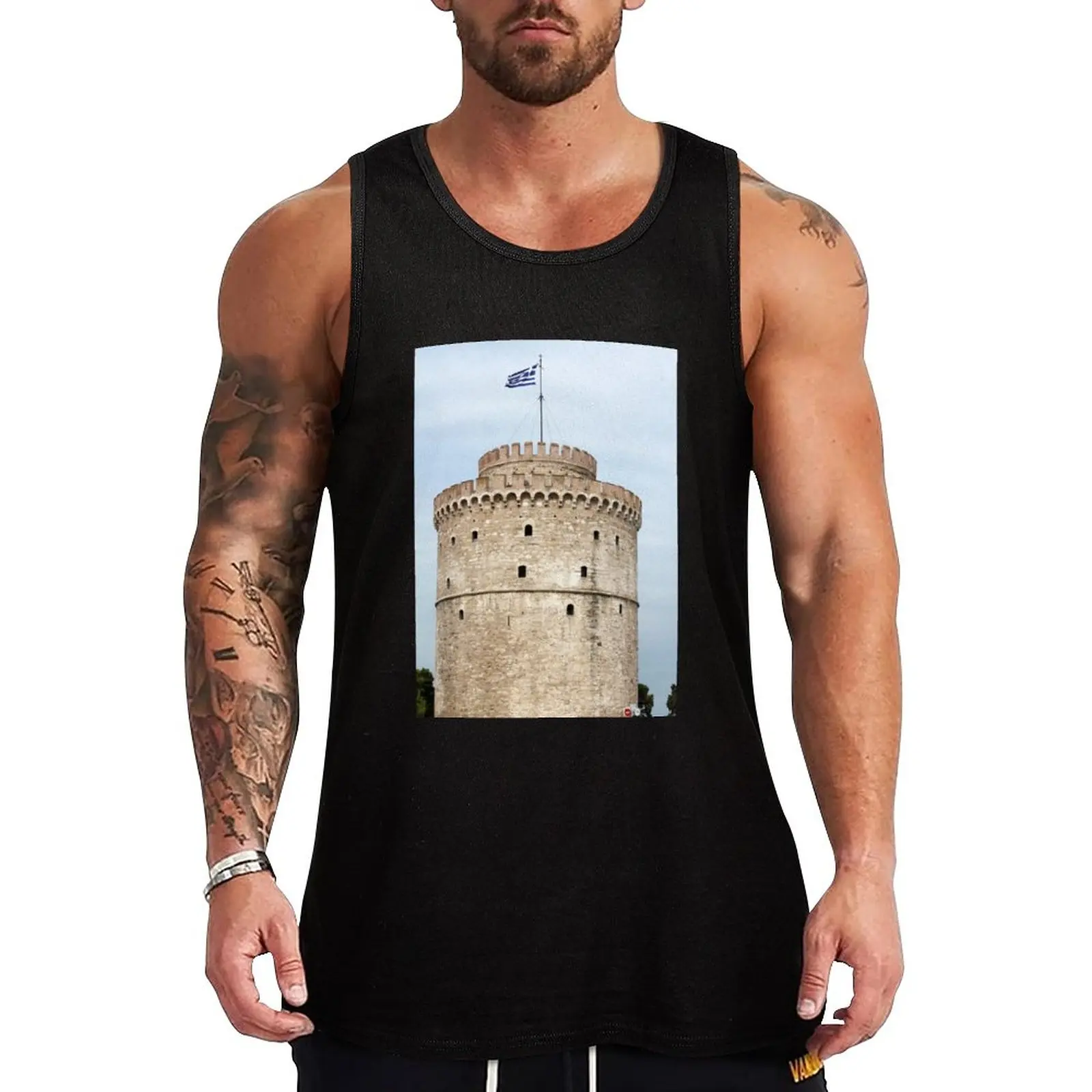 

New Thessaloniki famous landmark white tower Tank Top sports clothes for men clothes for men summer
