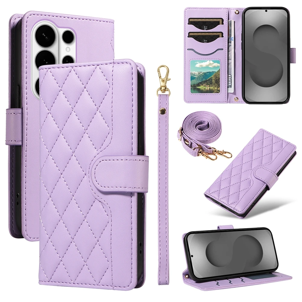Luxurious Lanyard Leather Wallet Case - Elegant Flip Cover & Phone Purse