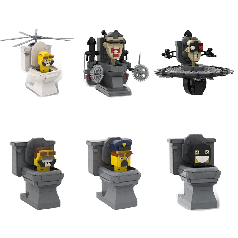 

New Version Skibidi Toilet Building Bricks Toys Flying Buzzsaw Titan Model Movie Roles Toys for Children's Birthday Gifts