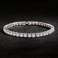 S925 Sterling Silver Bracelet Zirconia Tennis Ball Women Fashion Simple Engagement Wedding Charm Jewelry 4mm 16-20cm 3