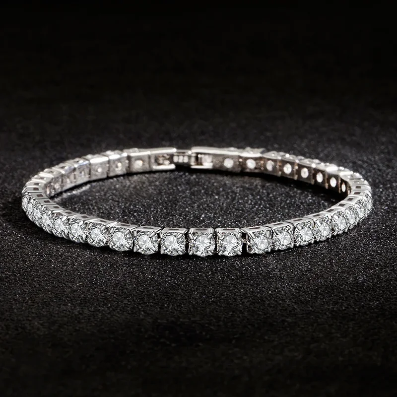 S925 Sterling Silver Bracelet Zirconia Tennis Ball Women