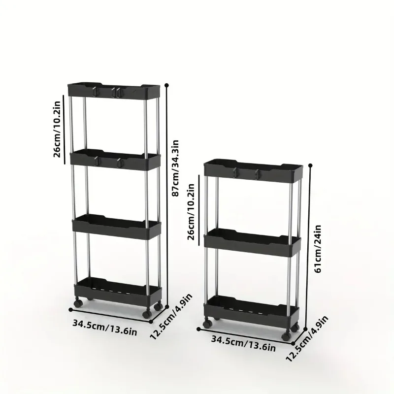 Bathroom Storage Rack Storage Trolley 4 Layer Bathroom Storage Rack Wheels Rolling Utility Cart Home Storage Organizer
