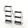 4 Layer Bathroom Storage Rack with Wheels Rolling Utility Cart Home Storage Organizer Multi-purpose Corner Shelf 5