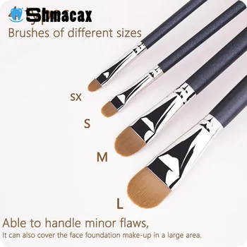 Flat Round Ultra-thin Foundation Concealer Makeup Brush Professional Contour Liquid Cream Concealer Make-up Tool 4 Types Sizes 1