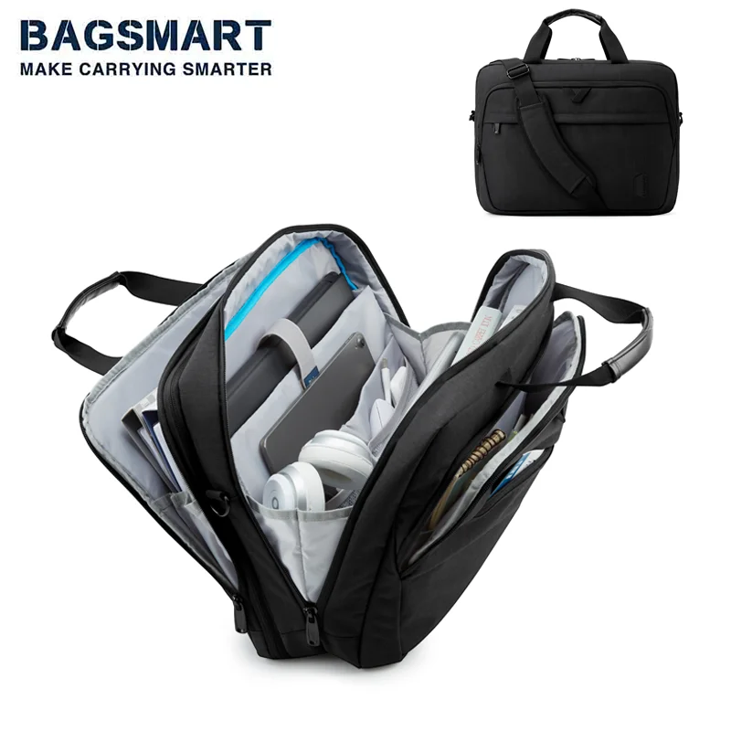 Bagsmart-bolsa Expansível para Laptop para Homens e Mulheres Maleta para Computador Bolsa de Ombro para Negócios Trabalho Viagens 17.3 Polegada