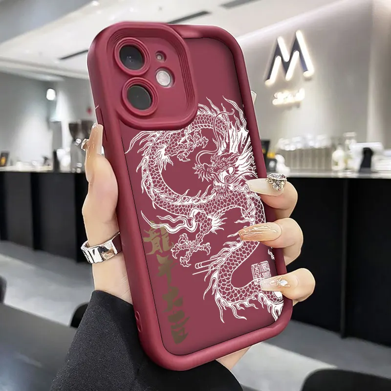 Dragon Pattern Shockproof Matte Silicone Phone Case - Cool Bumper Cover
