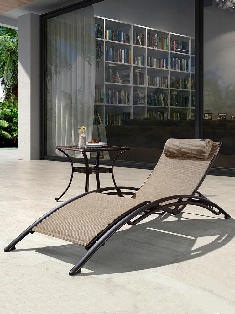 Outdoor bed leisure beach chair lazy lounge chair outdoor swimming pool waterproof sun-proof bed