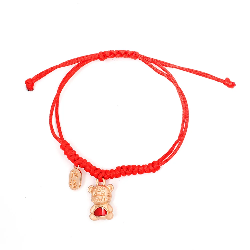 Mascot Five Fortunes Golden Tiger Red String Bracelet 2022 Chinese Tiger New Year Bring Wealth Lucky Good Blessing Bracelets 