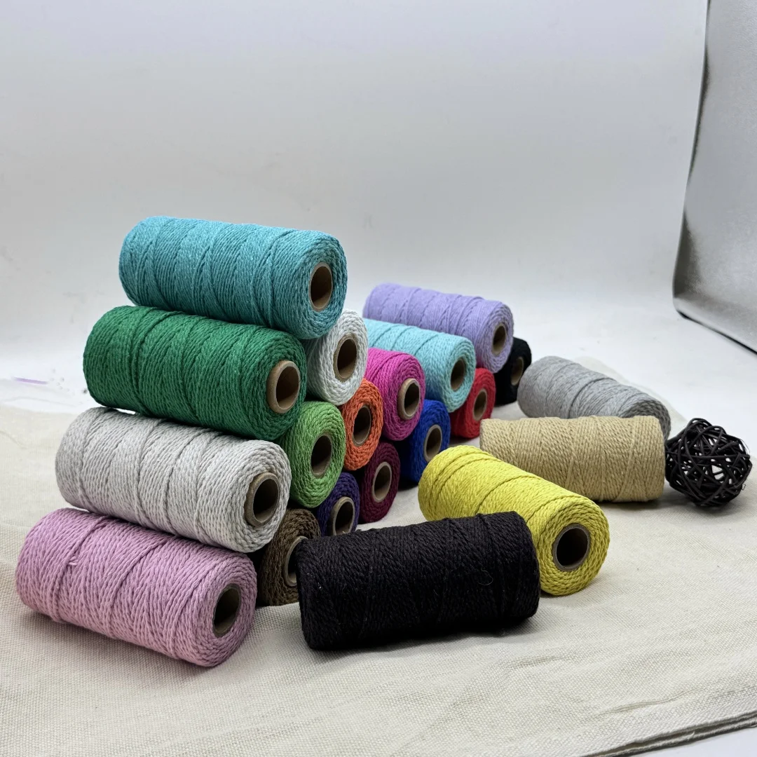 2mm 100M(3937") Cotton Macrame Cord Rope String Twisted Twine Braided Crafts Handwork DIY Home Textile Christmas Party Decor