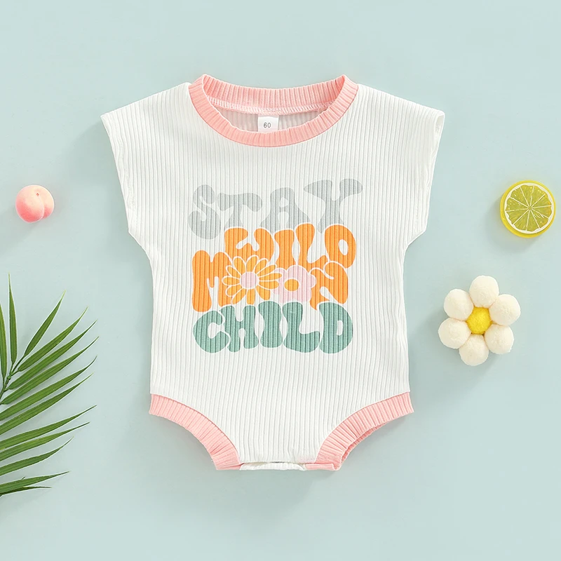

Infant Baby Girl Boy Rompers Oversized Short Sleeve Letter Contrast Color T-Shirt Top Jumpsuit Summer Clothes