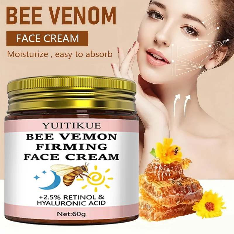 Bee venom firming cream with 2.5% retinol and hyaluronic acid, moisturizing, firming and lifting, suitable for all skin types