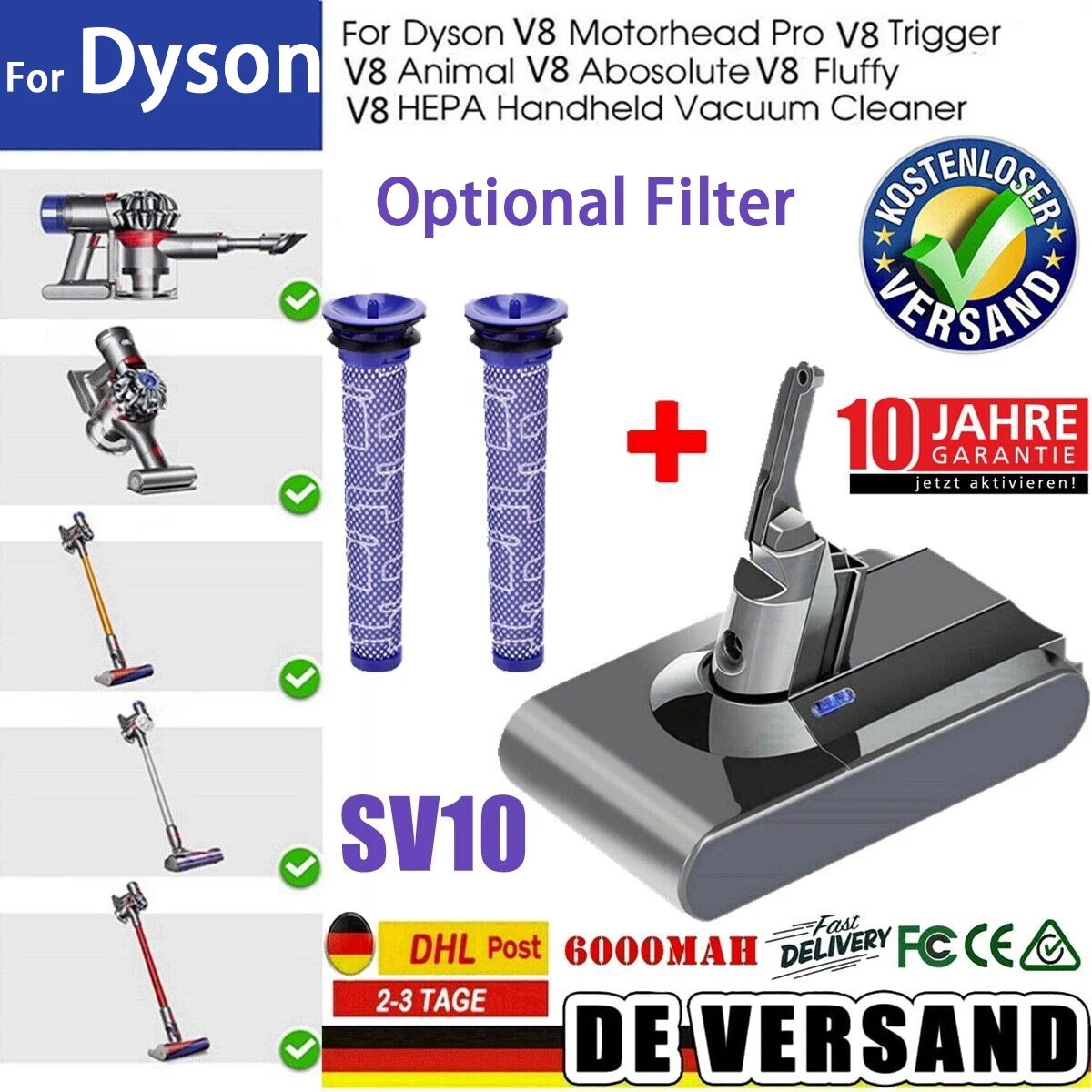 V8 Battery For Dyson V8 Absolute Handheld Vacuum Cleaner Dyson V8