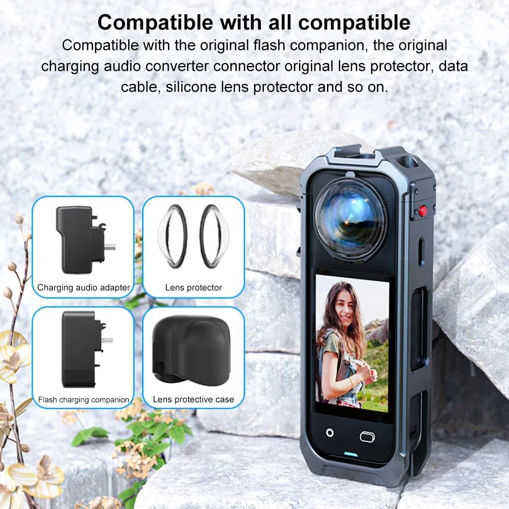 Protective Frame Aluminum Alloy Protective Case Magnetic Quick Release Action Camera Frame for Insta360 X5 Action Camera