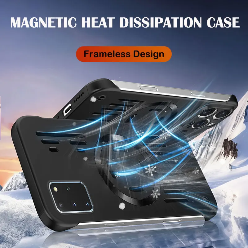 Frameless Metallic Hard Shell Case with Heat Dissipation and Magnetic Wireless Charging Compatibility