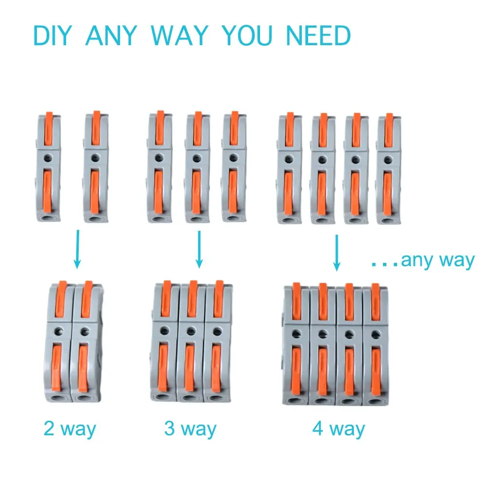 Wire Connectors Terminal Connector Electrical Connectors Plug Wire Splitter Soldering Terminal 34/50pcs Lever Wire Connector for Quick Connection 28-12 AWG 1-to-1 In-line Wire Connector Compact Splice Insulated Terminal
